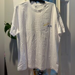 Uniqlo KAWS Collab White Short Sleeve Tees Casual Cotton